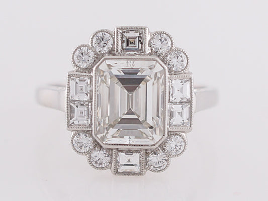 Emerald Cut Diamond Halo Engagement Ring in Platinum