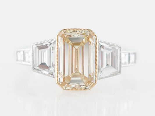 2 Carat Fancy Yellow Emerald Cut Engagement Ring