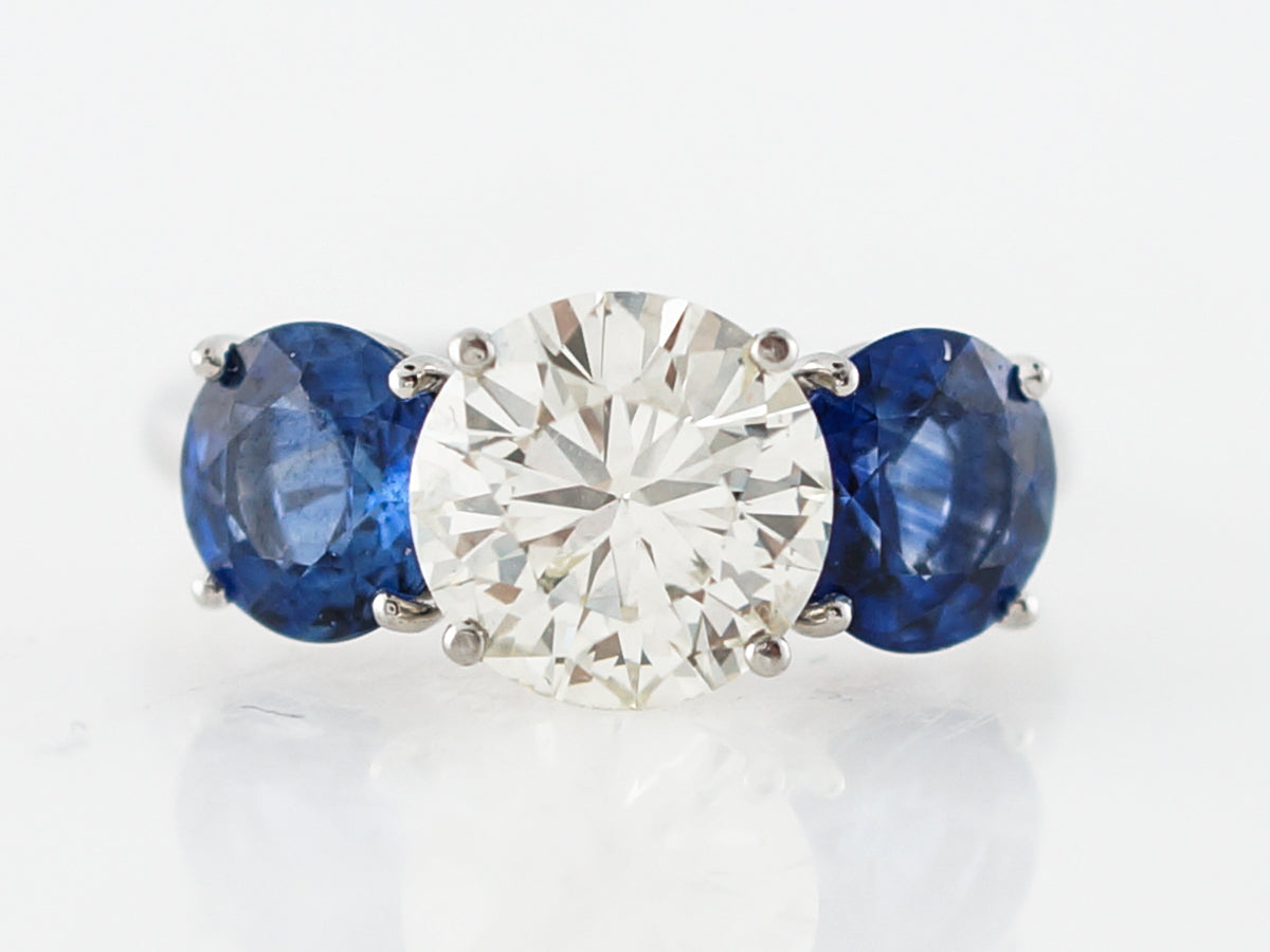 Diamond & Sapphire Three Stone Engagement Ring