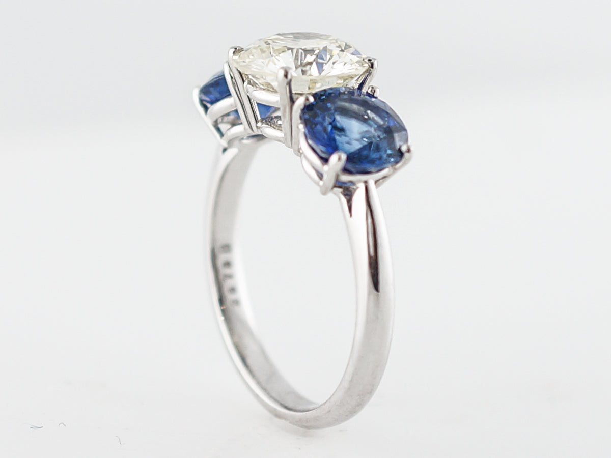 Diamond & Sapphire Three Stone Engagement Ring