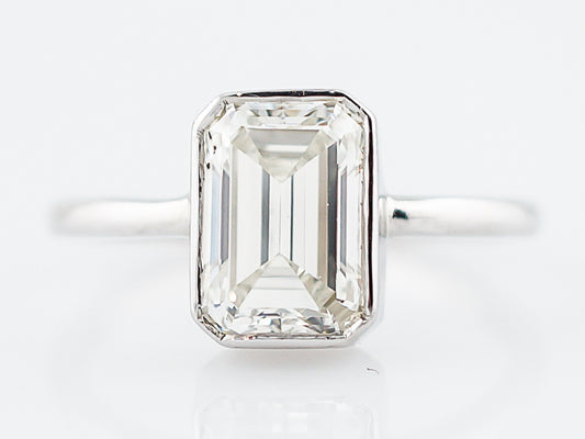 Engagement Ring Modern 2.05 Emerald Cut Diamond in 18k White Gold