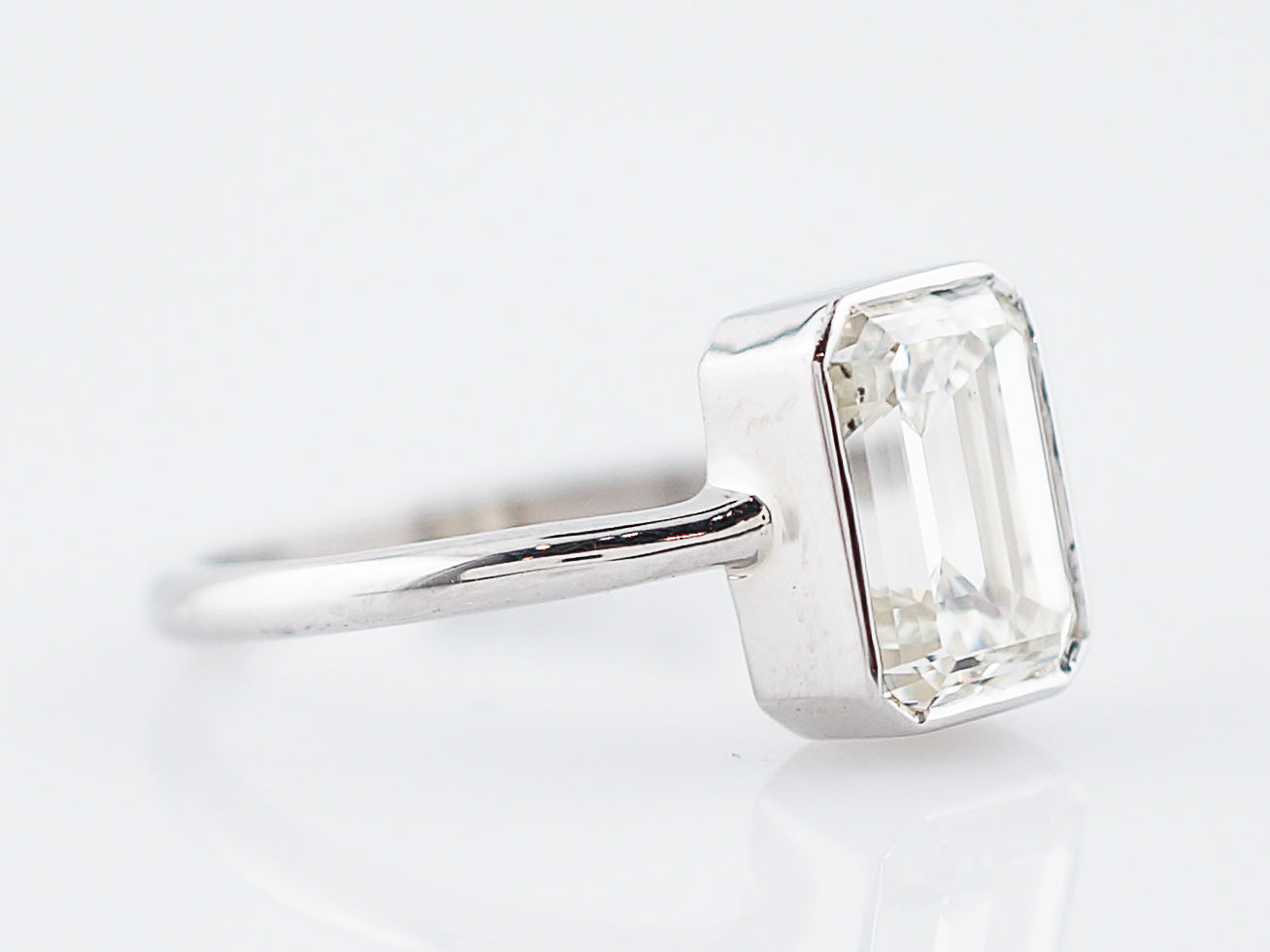 Engagement Ring Modern 2.05 Emerald Cut Diamond in 18k White Gold