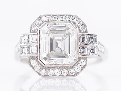 Engagement Ring Modern 2.13 Asscher Cut Diamond in Platinum