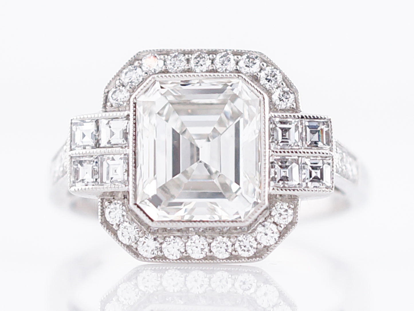 Engagement Ring Modern 2.13 Asscher Cut Diamond in Platinum