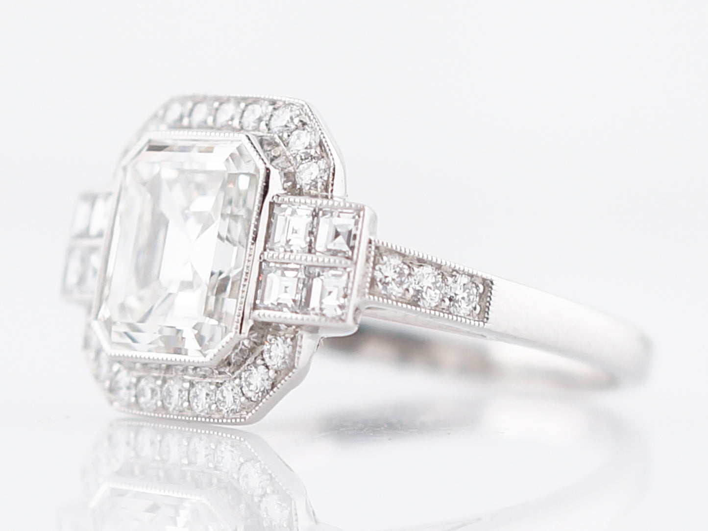 Engagement Ring Modern 2.13 Asscher Cut Diamond in Platinum