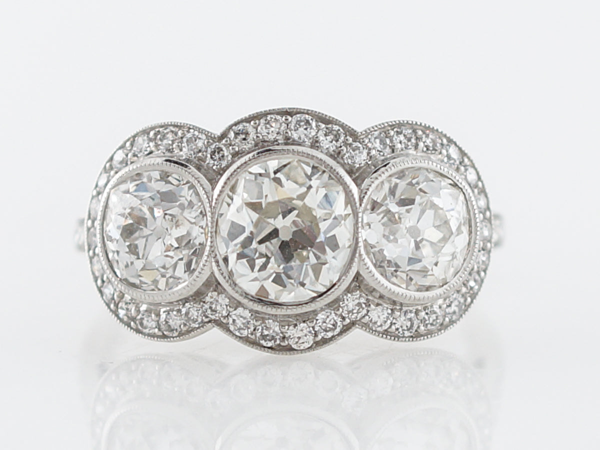 Engagement Ring Modern 2.39 Old European Cut Diamonds in Platinum