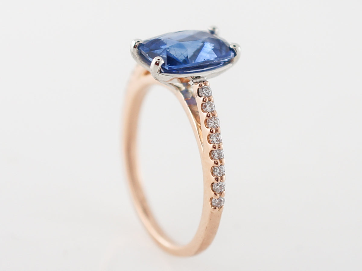 2 Carat Oval Cut Sapphire Engagement Ring in Rose Gold