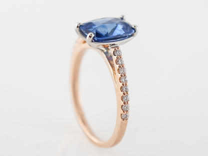 2 Carat Oval Cut Sapphire Engagement Ring in Rose Gold