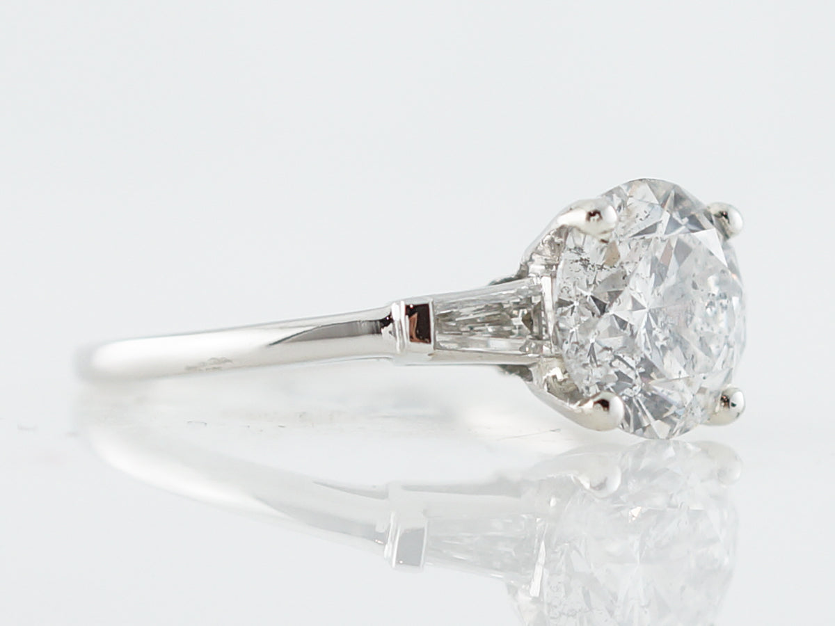 Engagement Ring Modern 2.52 Round Brilliant Cut Diamond in Platinum
