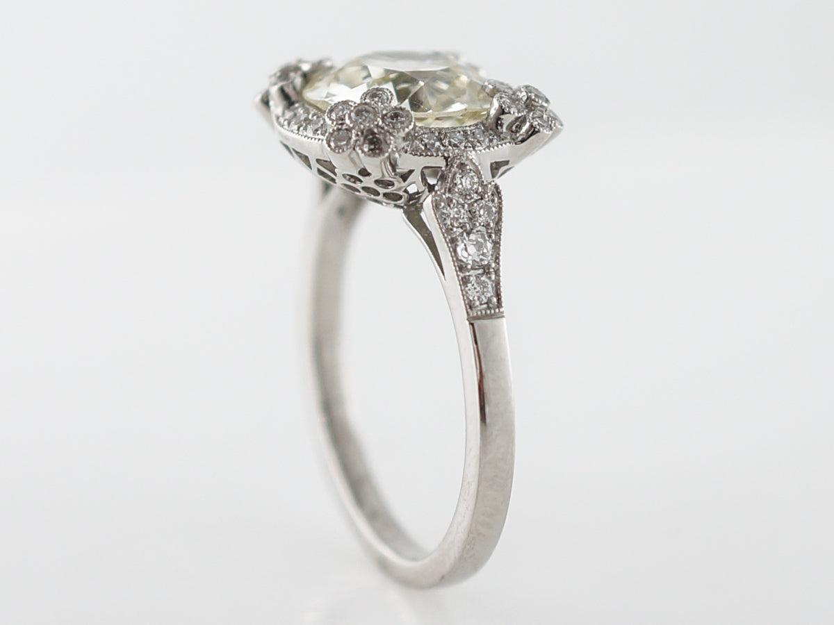 Engagement Ring Modern 2.69 Old European Cut Diamond in Platinum