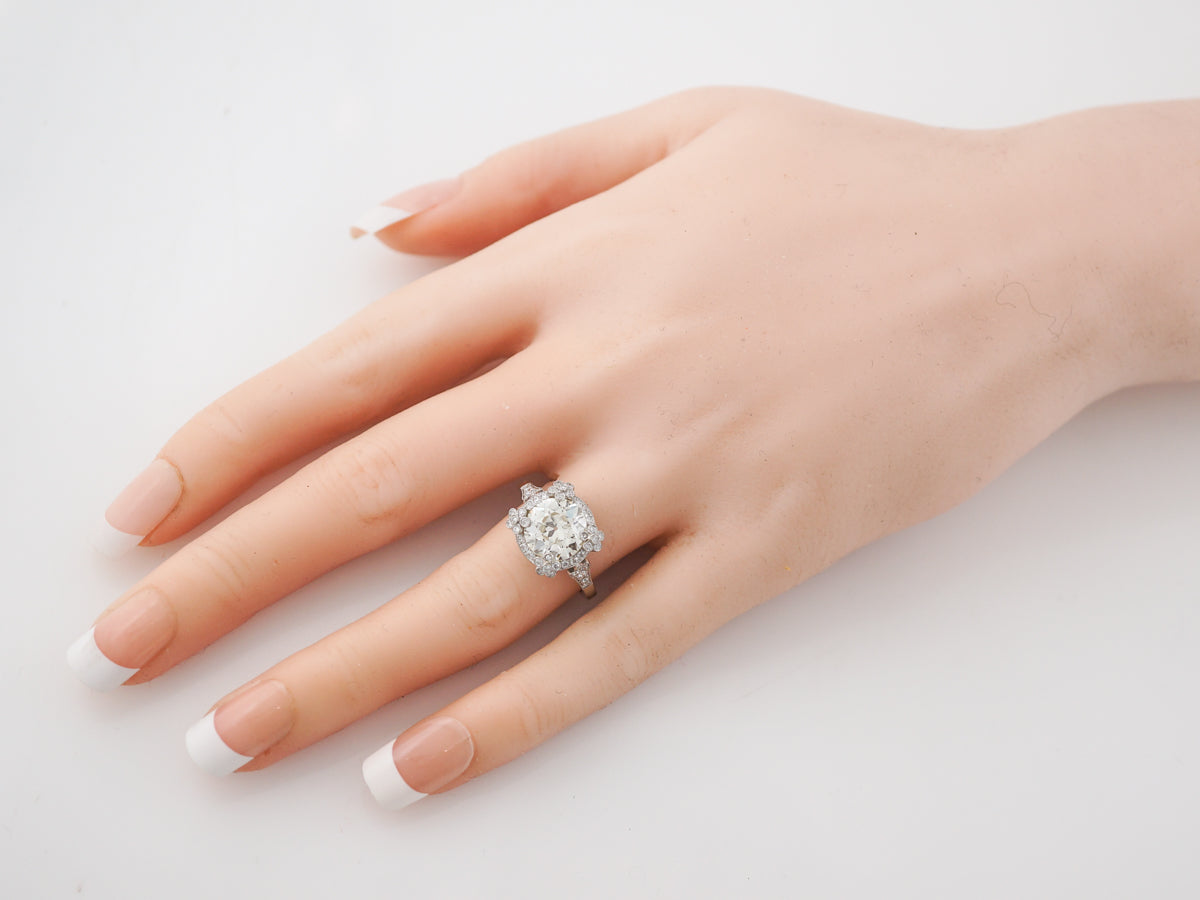 Engagement Ring Modern 2.69 Old European Cut Diamond in Platinum