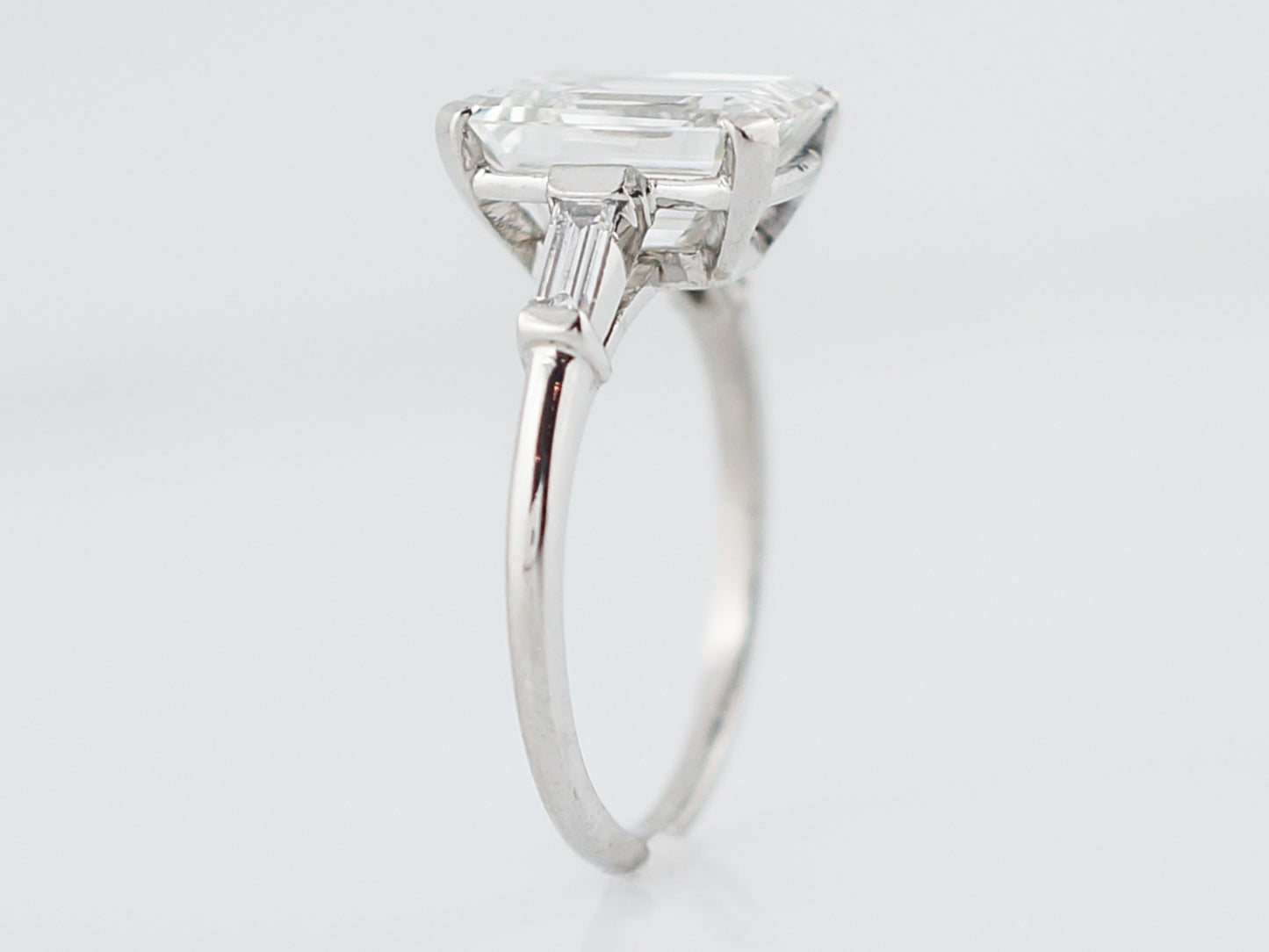 Engagement Ring Modern 3.00 Emerald Cut Diamond in Platinum