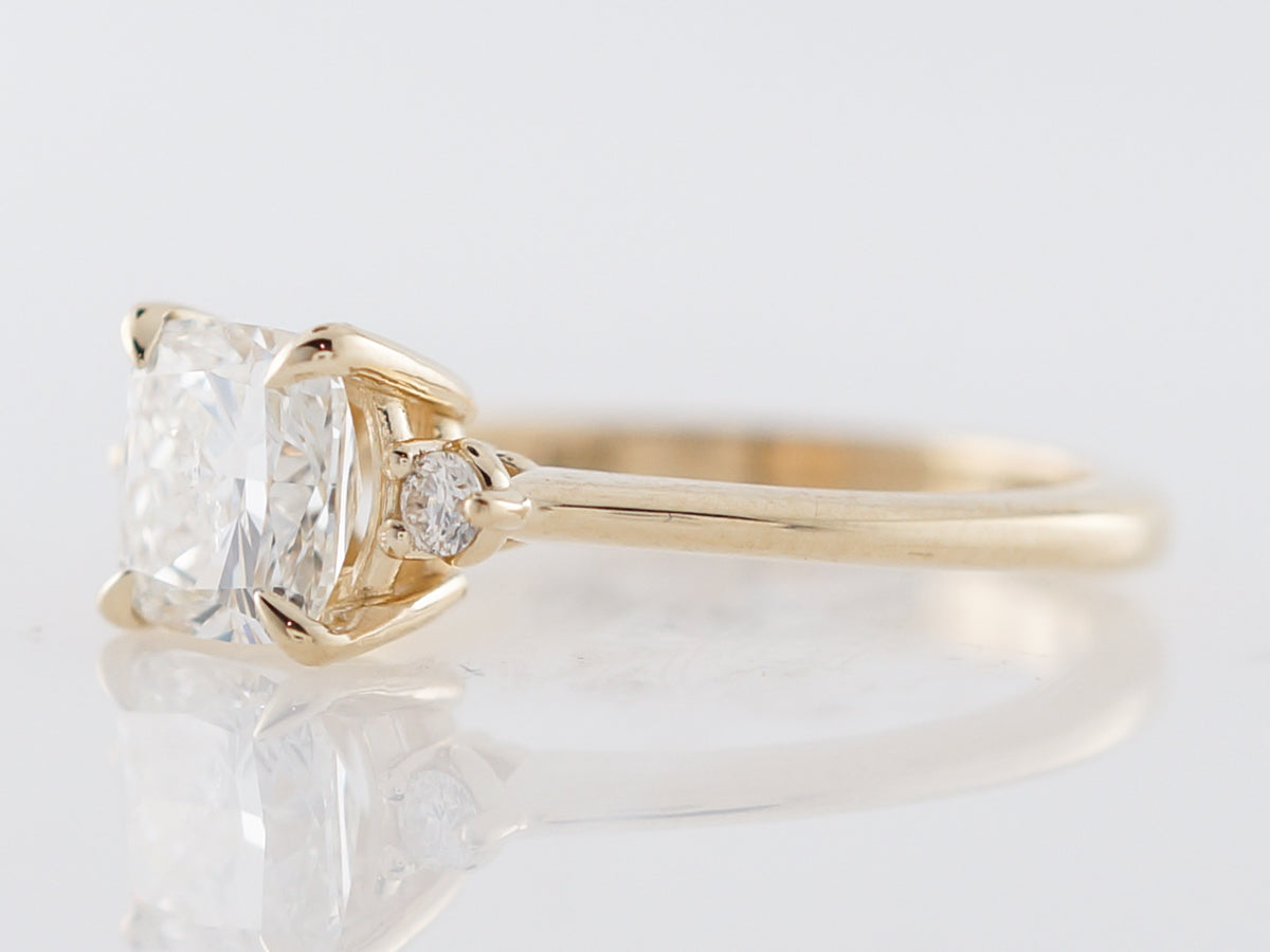 1 Carat Cushion Cut Diamond Engagement Ring in Yellow Gold