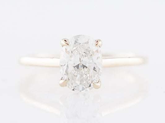 Engagement Ring Modern GIA 1.51 Oval Cut Diamond in 14k Yellow Gold