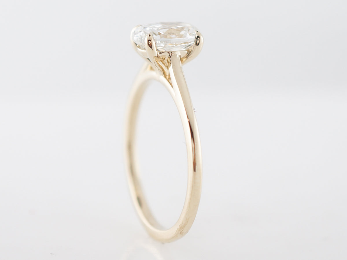 Engagement Ring Modern GIA 1.51 Oval Cut Diamond in 14k Yellow Gold
