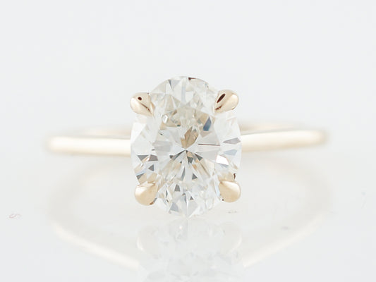 Engagement Ring Modern GIA 2.02 Oval Cut Diamond in 14k Yellow Gold