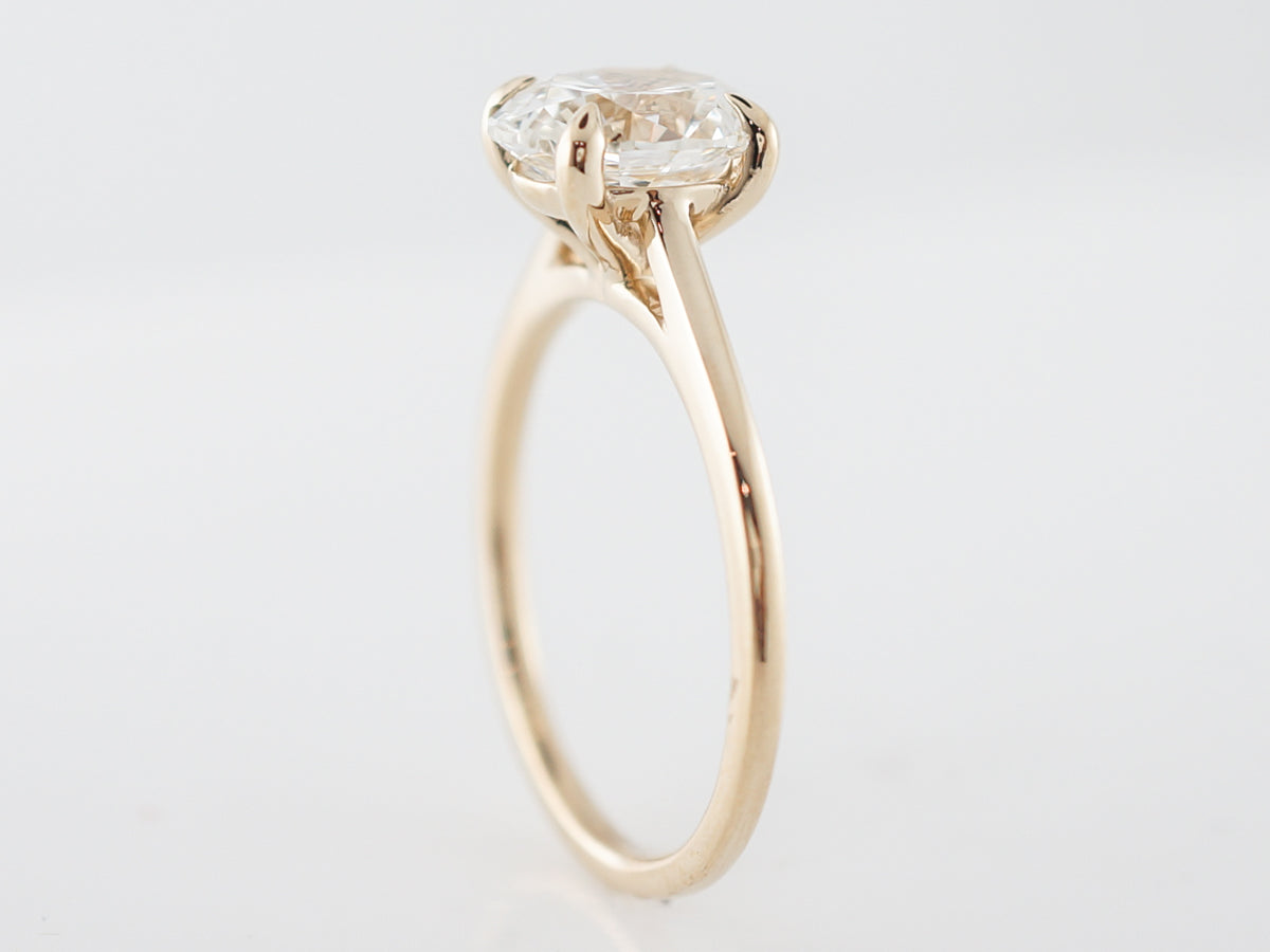 Engagement Ring Modern GIA 2.02 Oval Cut Diamond in 14k Yellow Gold
