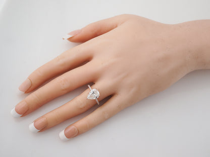 GIA 2 Carat Pear Cut Diamond Engagement Ring in Rose Gold