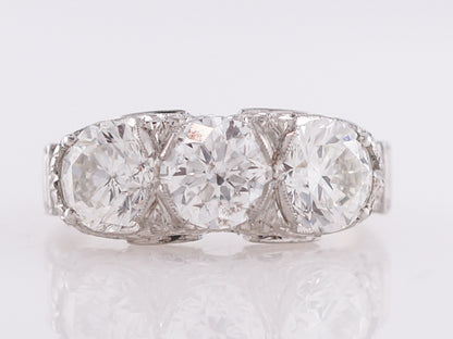 GIA Three Stone Diamond Engagement Ring in Platinum