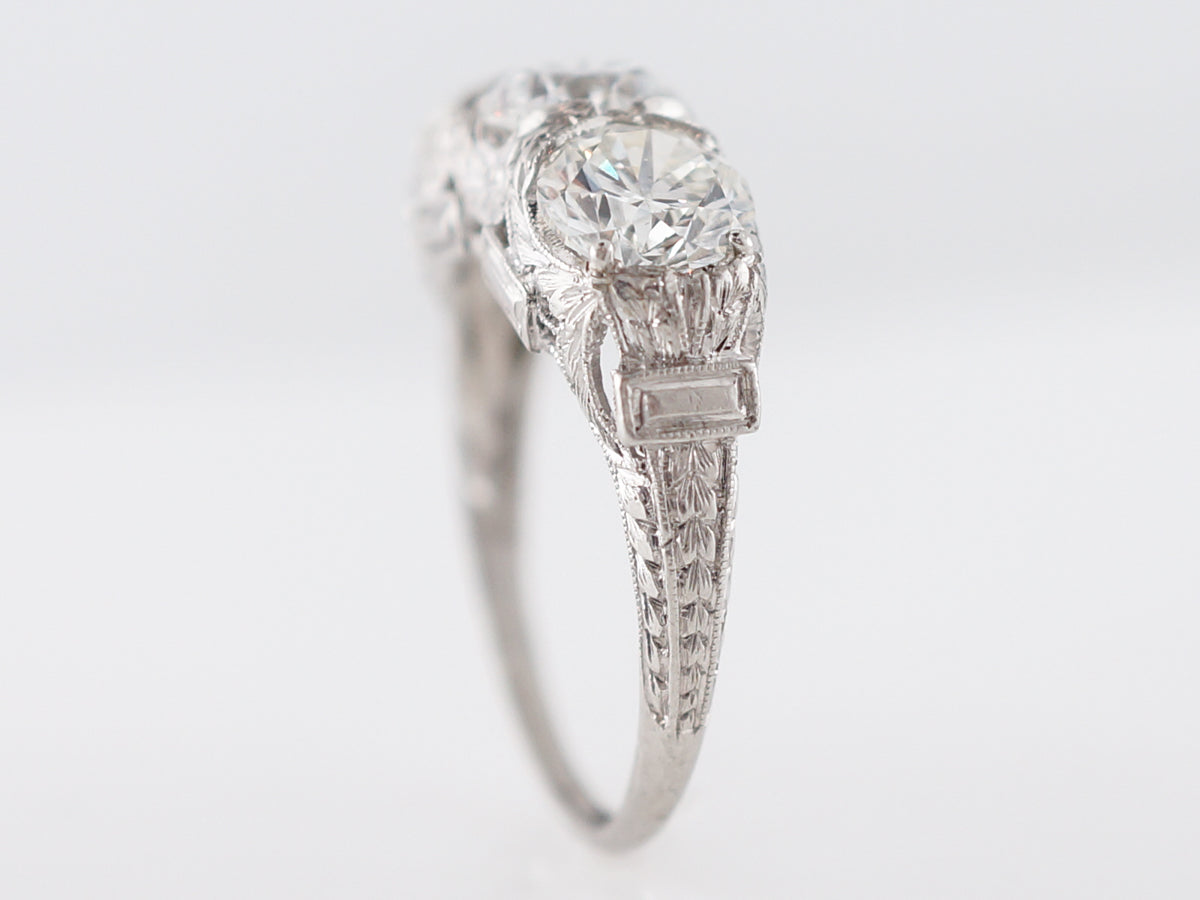 GIA Three Stone Diamond Engagement Ring in Platinum