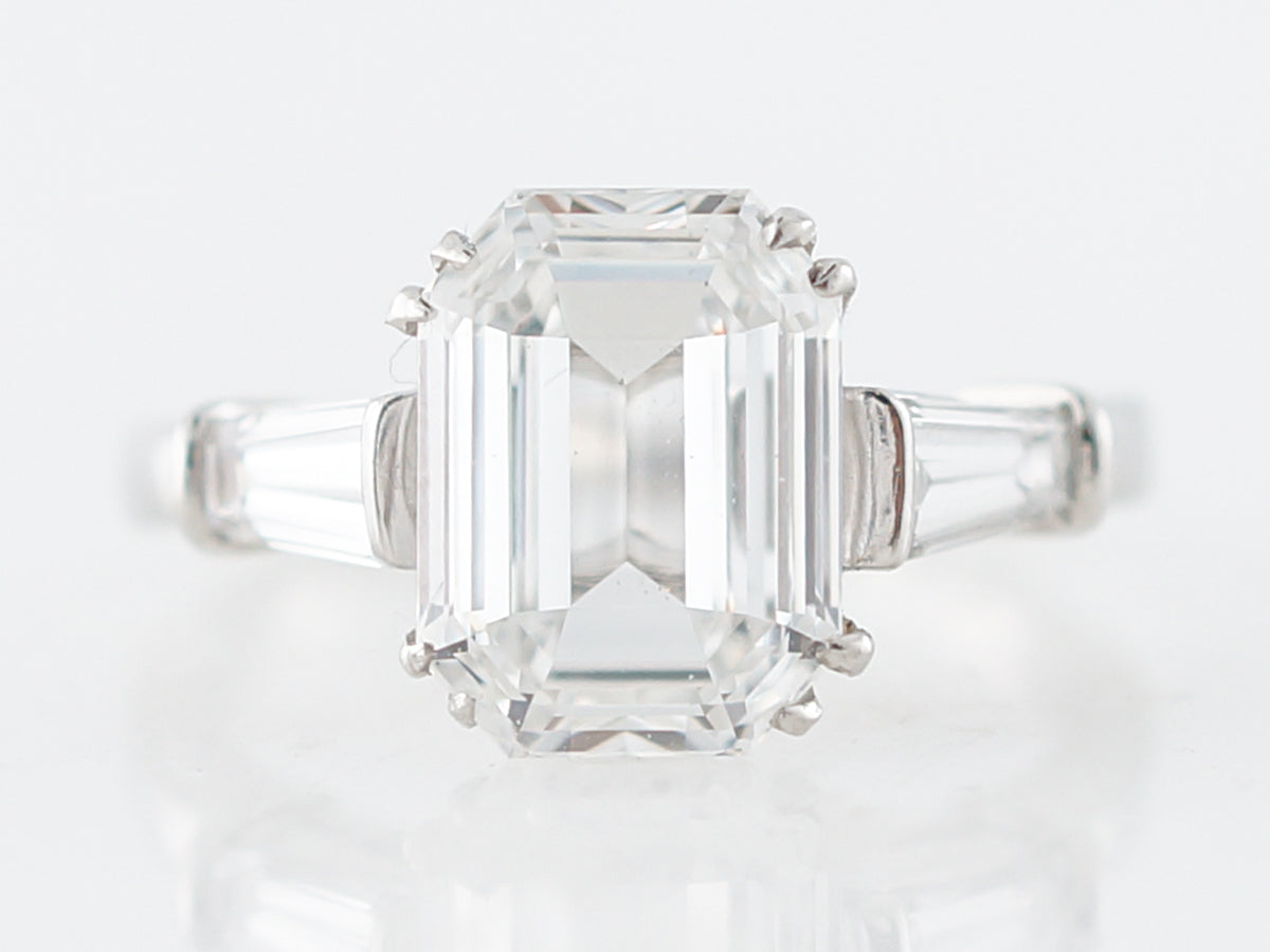 **RTV**Engagement Ring Modern GIA 3.29 Emerald Cut Diamond in Platinum