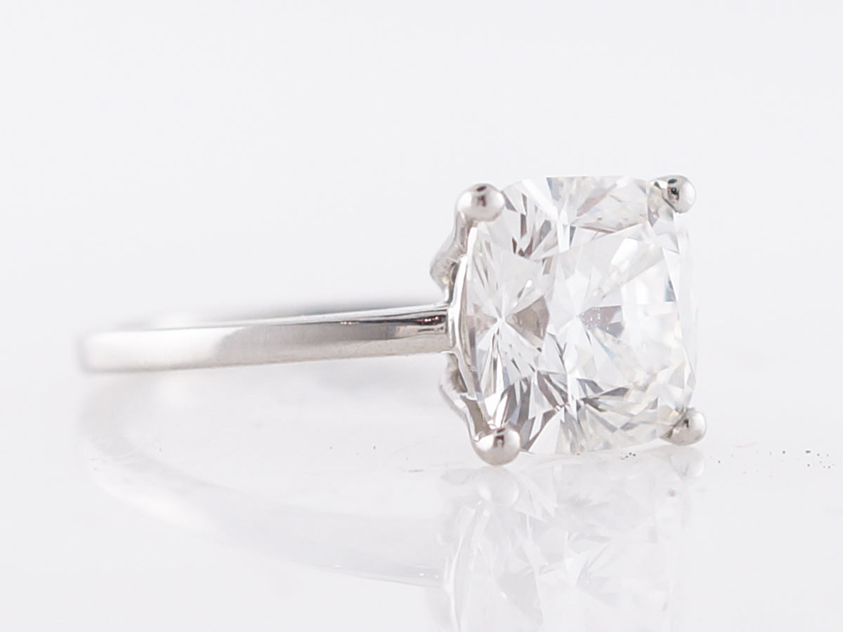 GIA 4 Carat Cushion Cut Solitaire Diamond Engagement Ring