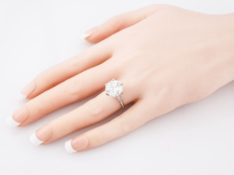 Engagement Ring Modern GIA 5.05 Round Brilliant Cut Diamond in 14k White Gold