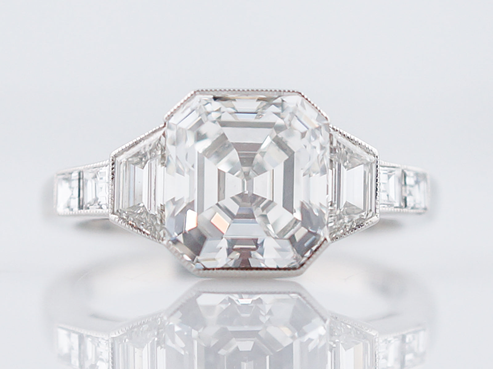 Engagement Ring Modern 3.01 Asscher Cut Diamond in Platinum