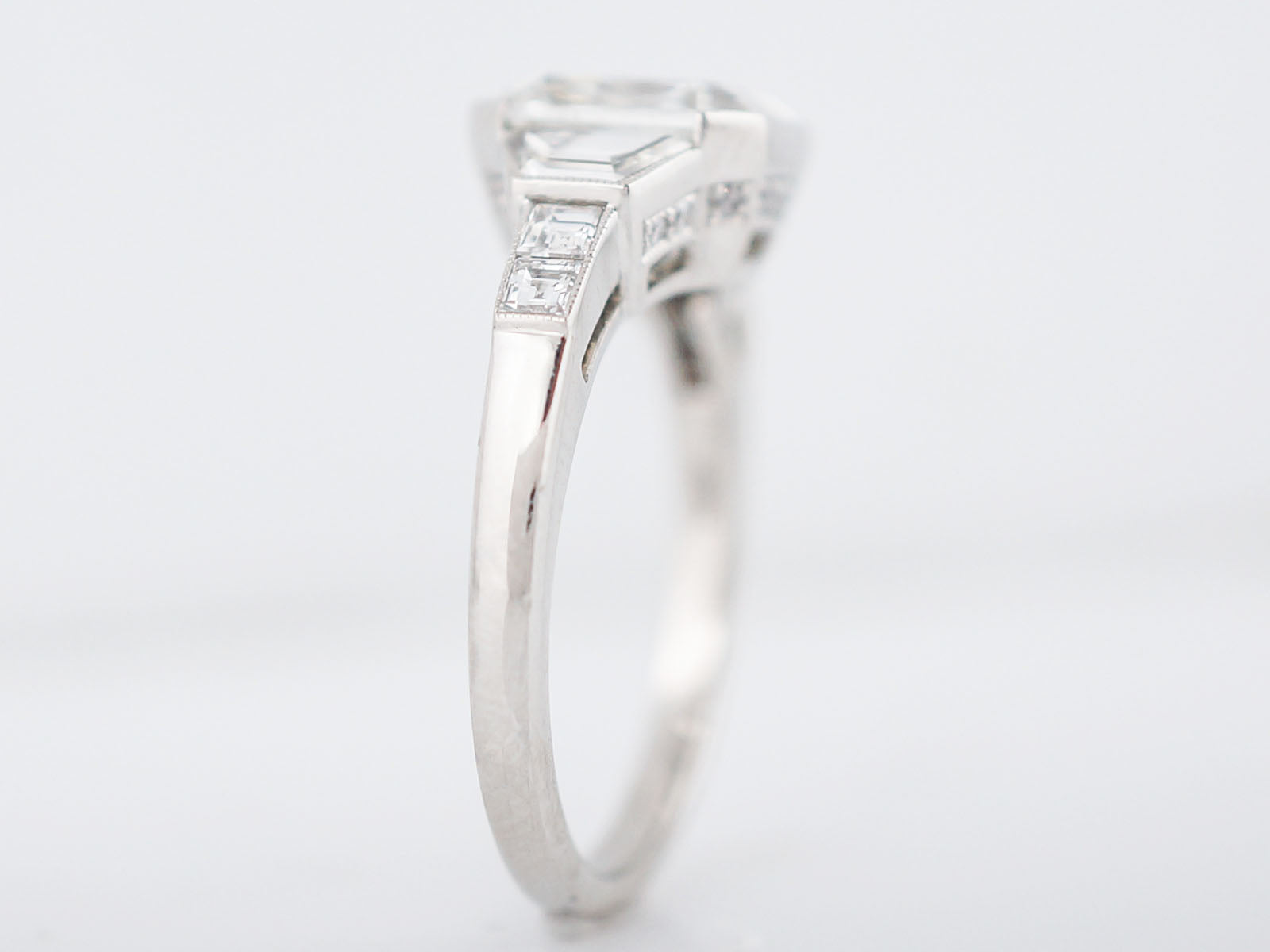 Engagement Ring Modern 3.01 Asscher Cut Diamond in Platinum