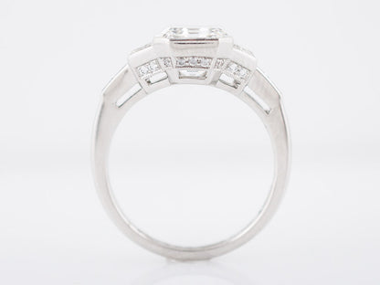 Engagement Ring Modern 3.01 Asscher Cut Diamond in Platinum