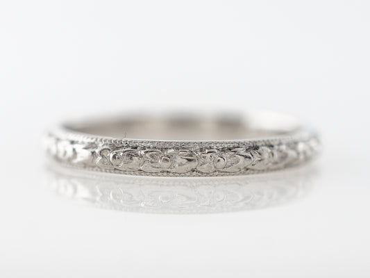 Vintage Orange Blossom Engraved Wedding Band in Platinum