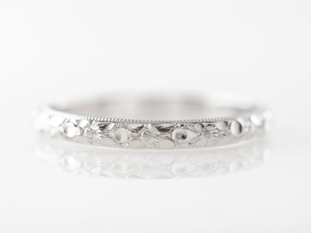 Orange Blossom Engraved Antique Deco Wedding Band