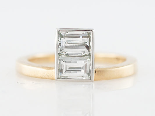 Erie Basin Right Hand Ring Modern GIA 1.13 Emerald Cut Diamonds in 18k Yellow Gold & Platinum