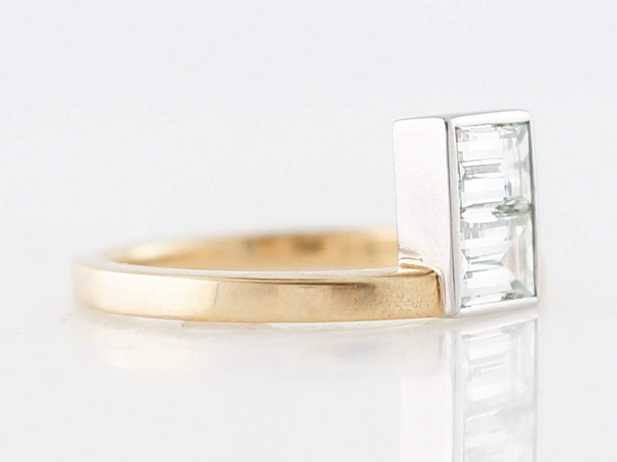 Erie Basin Right Hand Ring Modern GIA 1.13 Emerald Cut Diamonds in 18k Yellow Gold & Platinum