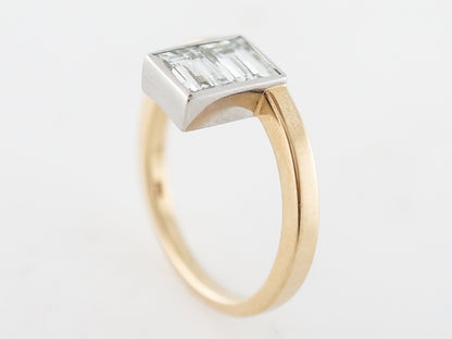 Erie Basin Right Hand Ring Modern GIA 1.13 Emerald Cut Diamonds in 18k Yellow Gold & Platinum