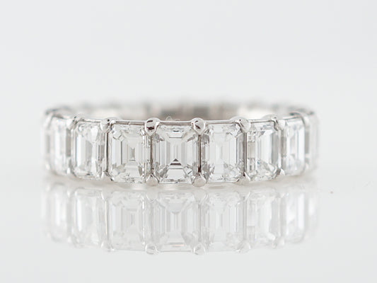 RTV- Eternity Wedding Band Modern 4.75 Emerald Cut Diamond in Platinum