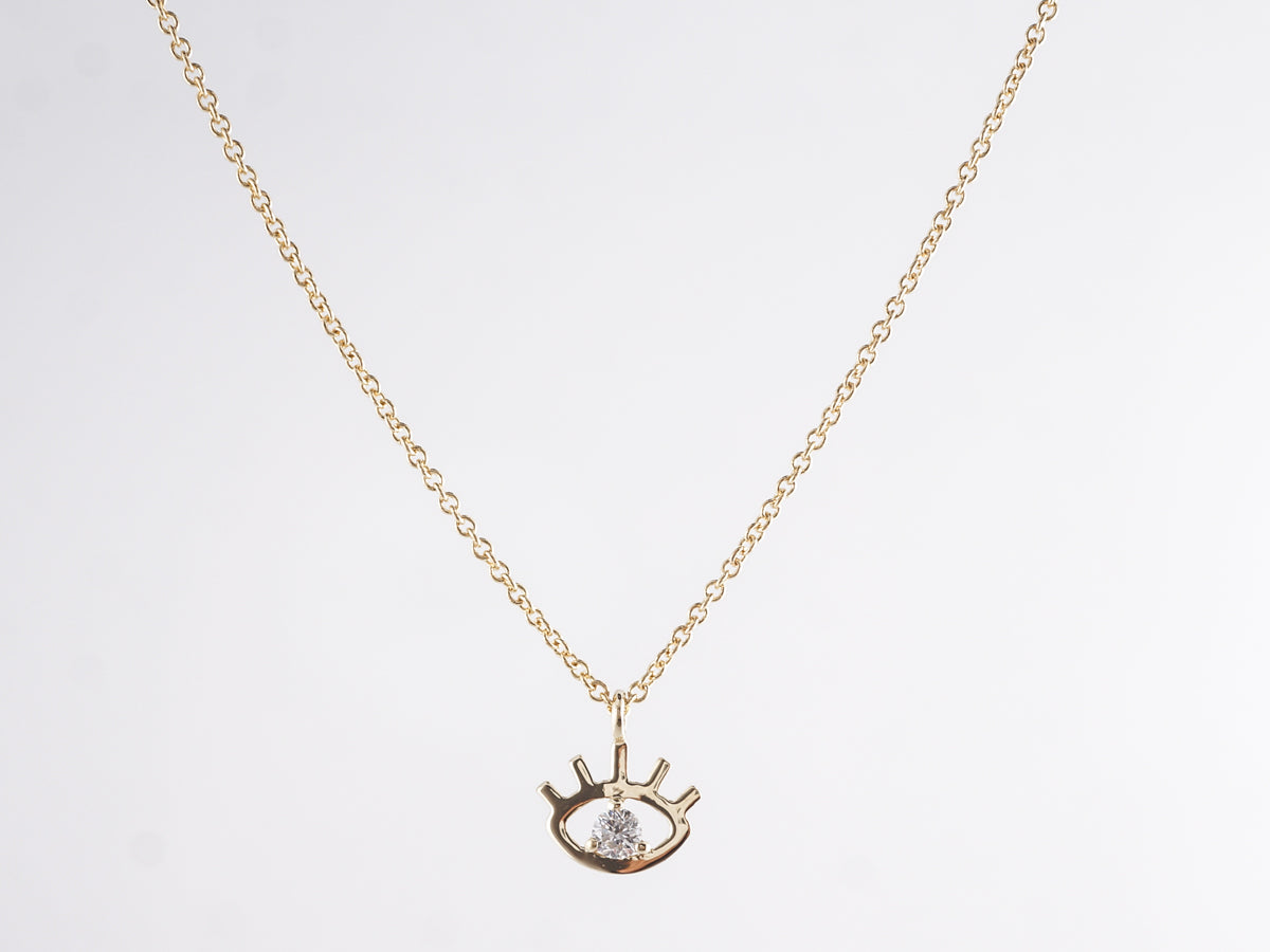 Evil Eye Diamond Pendant Necklace in 14k Yellow Gold