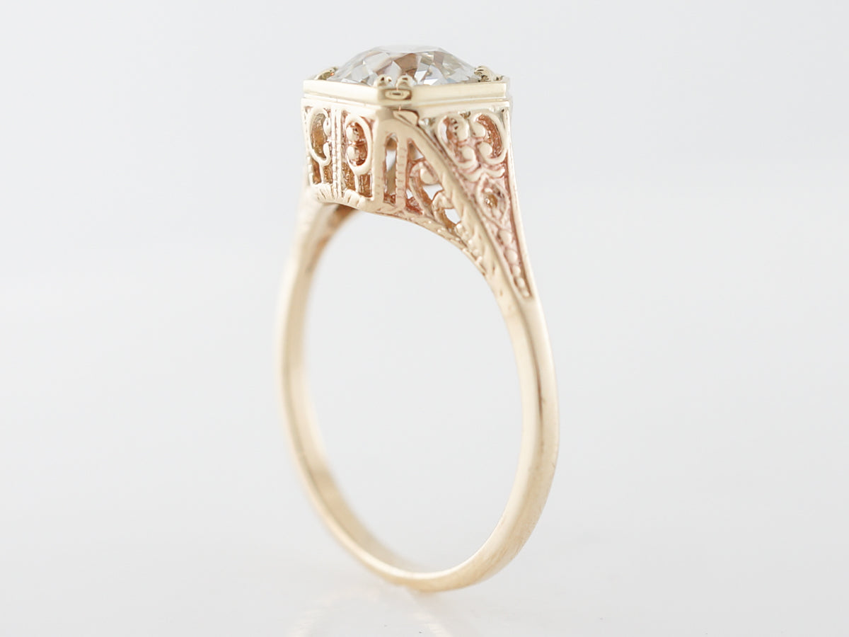 Vintage Yellow Gold Filigree Diamond Engagement Ring