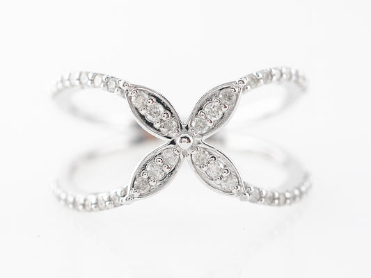 Floral Style Diamond Ring in 14k White Gold