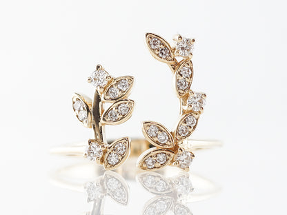 Floral Diamond Right Hand Ring in Yellow Gold