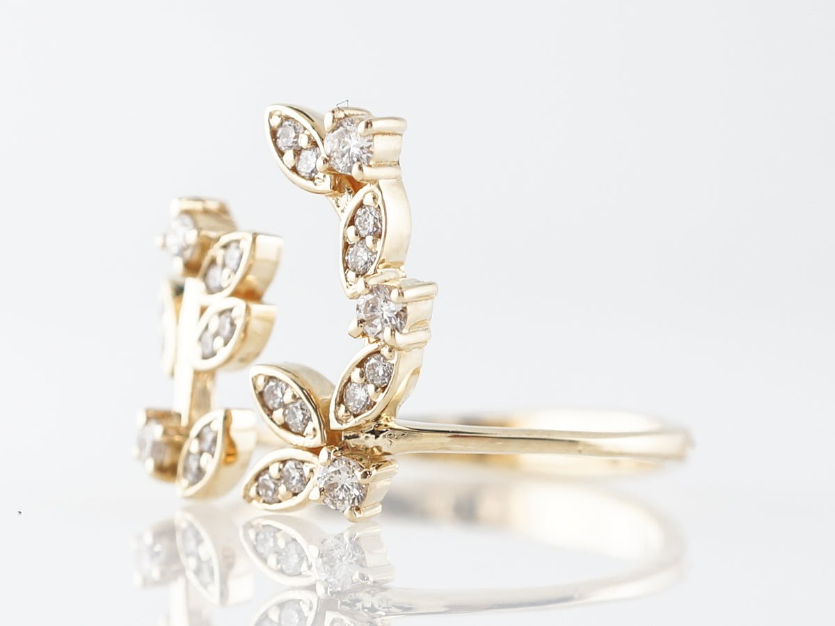 Floral Diamond Right Hand Ring in Yellow Gold