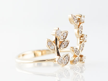 Floral Diamond Right Hand Ring in Yellow Gold