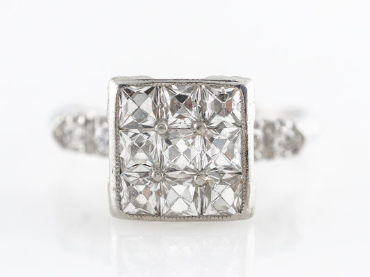 French Cut Diamond Cluster Ring in Platinum