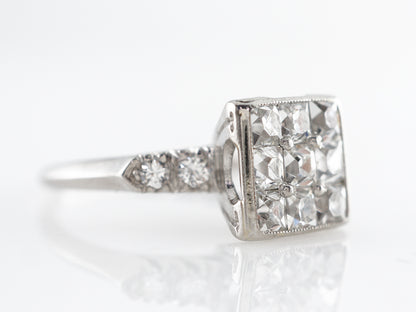 French Cut Diamond Cluster Ring in Platinum