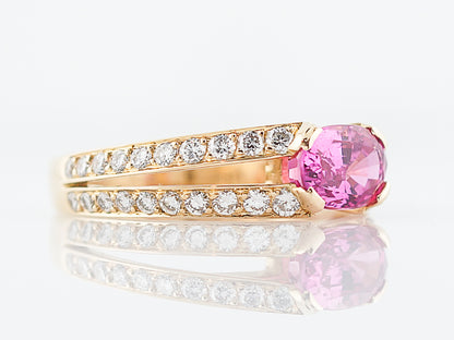 ***RTV***Right Hand Ring Modern 2.00 Oval Pink Sapphire in 18k Yellow Gold