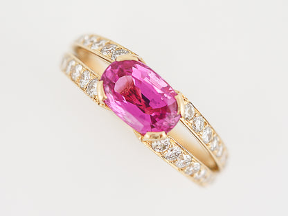 Right Hand Ring Modern 2.00 Oval Pink Sapphire in 18k Yellow Gold