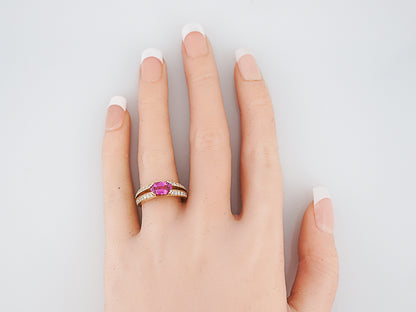***RTV***Right Hand Ring Modern 2.00 Oval Pink Sapphire in 18k Yellow Gold