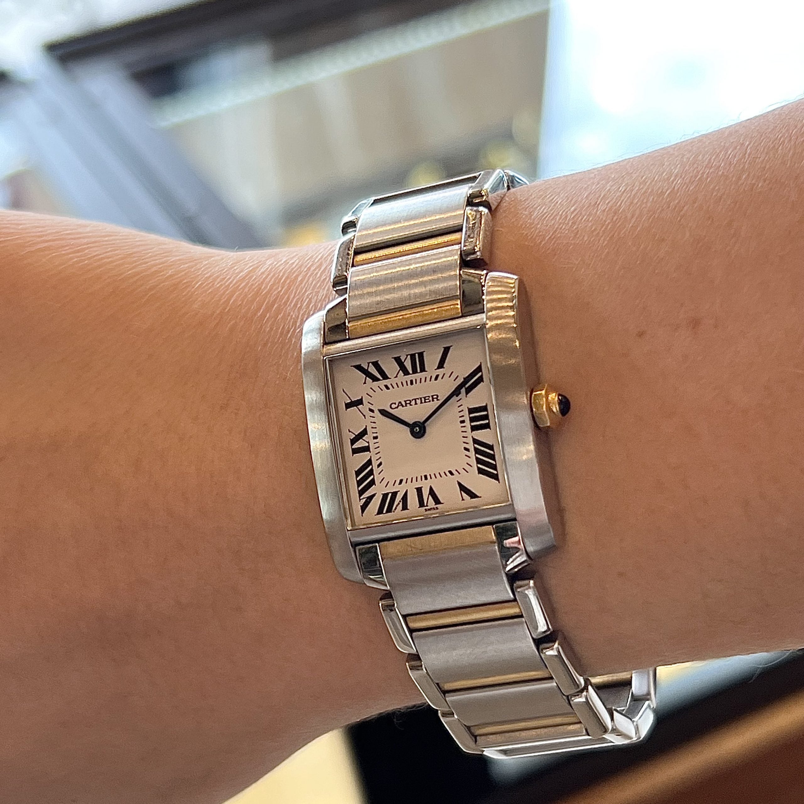 Cartier stainless steel tank cheap watch