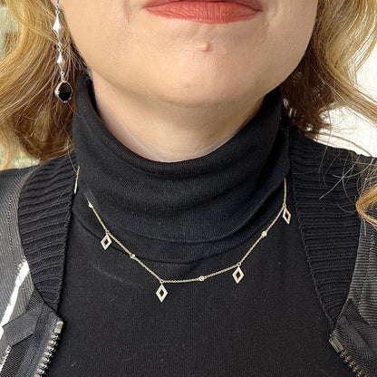 Pave Diamond Charm Necklace in 14k Yellow Gold