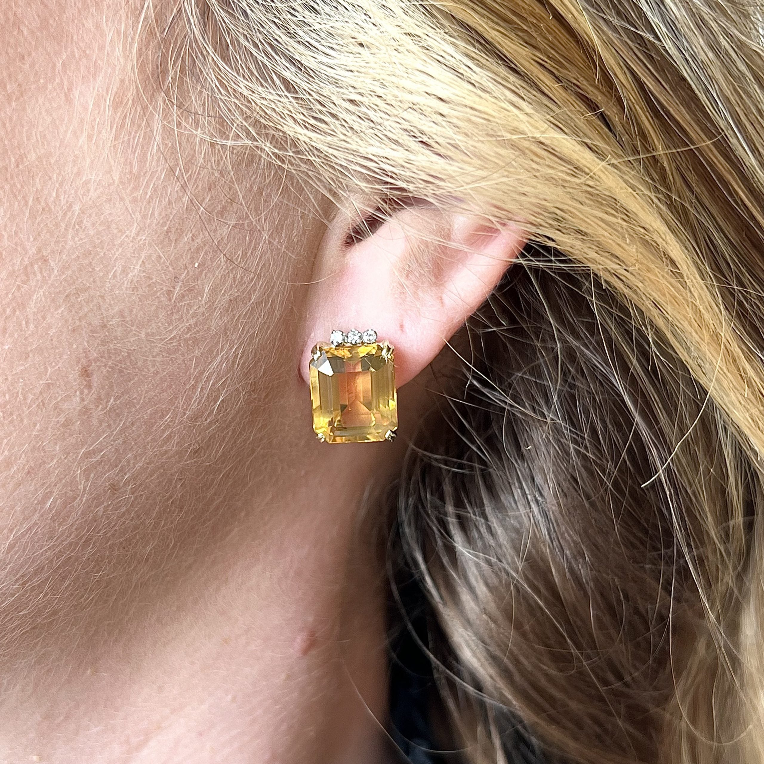 Citrine stud earrings white on sale gold